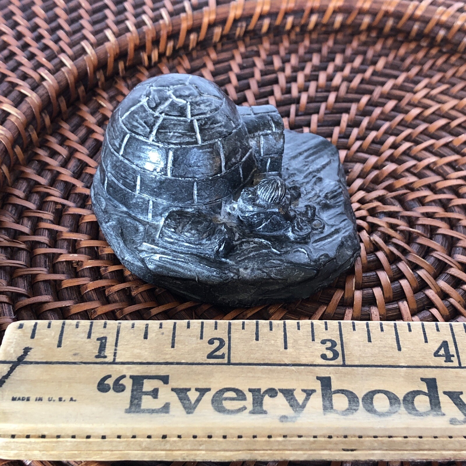 A Wolf Original Made in Canada Handmade Soapstone Sculpture Eskimo Igloos Canada