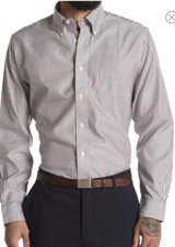 Brooks Brothers Pinstripe Print Regular Fit Button-Up Shirt. Size Large. LP001