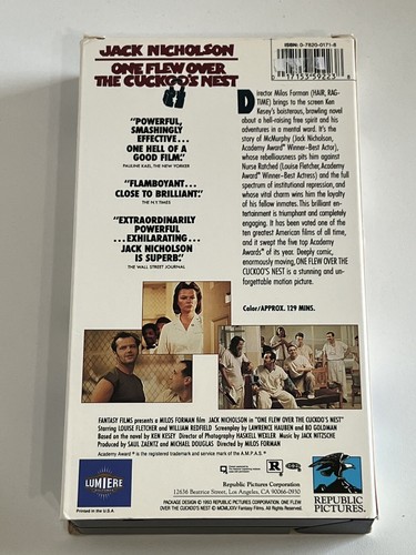 One Flew Over the Cuckoo's Nest VHS Best Picture 1975 Academy Award Winning Film - Picture 2 of 8