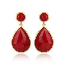 Genuine Red Agate Teardrop Earrings 925 Silver Gold Plated Gemstone Earring