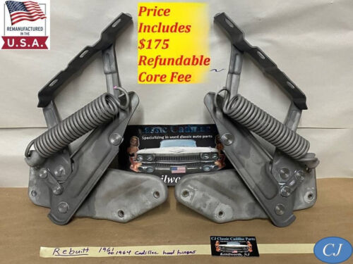 REBUILT 1961-1964 CADILLAC HOOD HINGES WITH SPRINGS & NEW RIVETS