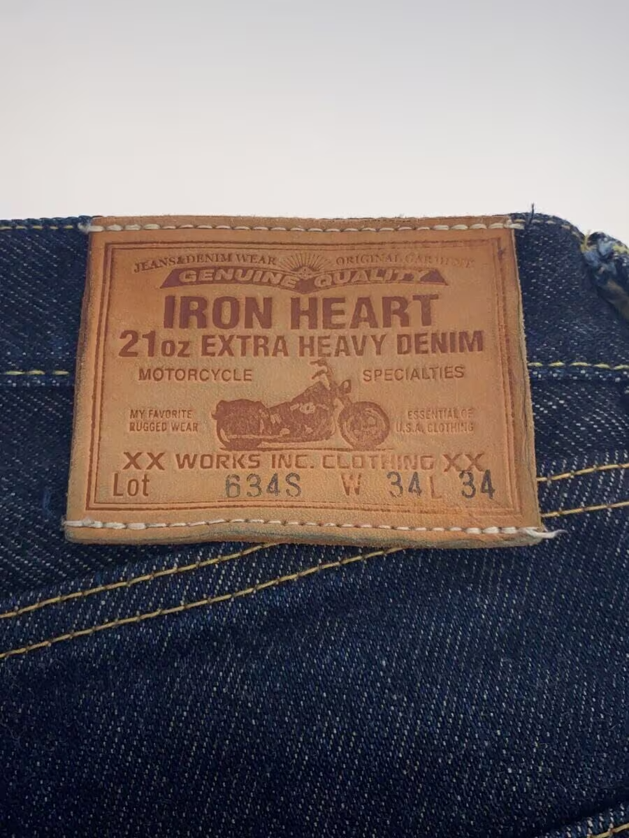 IRON HEART 21oz Extra Heavy Denim Navy Straight W34 634S From