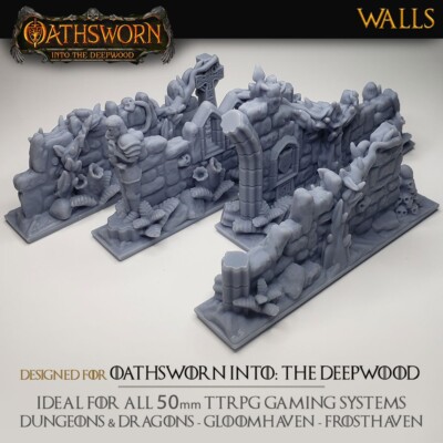 Oathsworn Walls : Into the Deepwood Upgraded Scenic Boardgame, D&D TTRPG Scenery