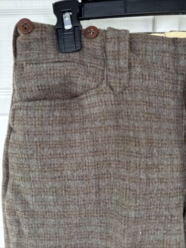 Vtg Pendleton Wool Pants 30x30 40s 50s Button Fly Western Thick Heavy Grey Plaid - Picture 2 of 14