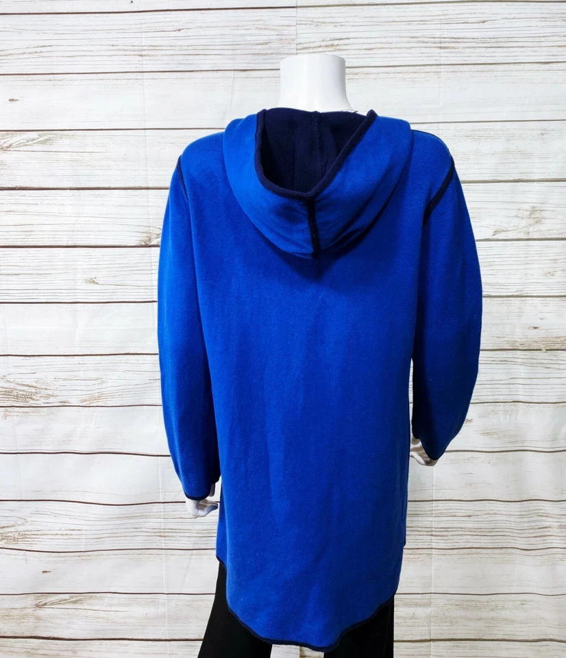 Chicos Zenergy Womens Hoodie Sz 1 (US M) Blue 2 Buttons Long Sleeve Cotton Blend - Image 4 of 4