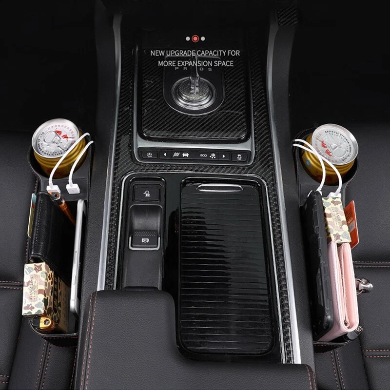 Car Right Side Seat Gap Storage Box Crevice Organizer Pocket Dual USB Cup Holder - Изображение 3 из 4