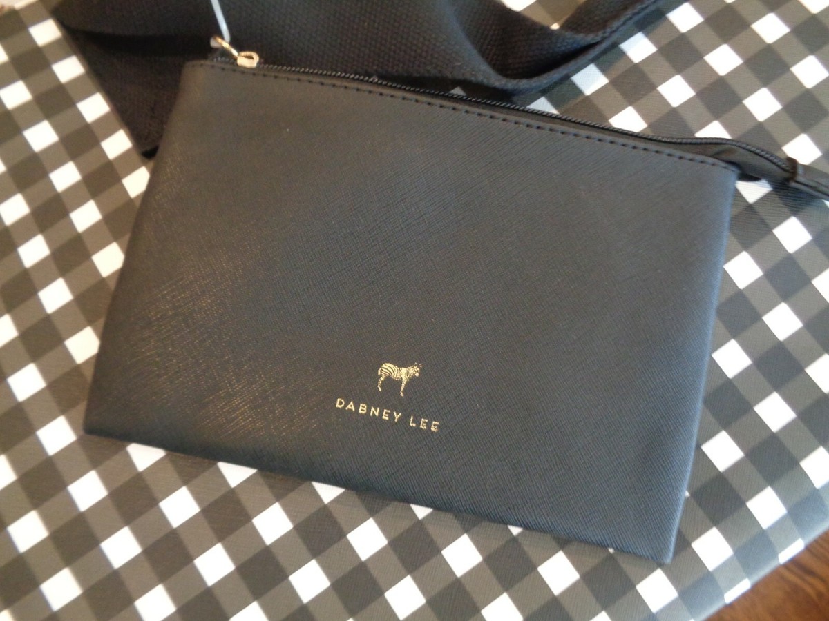 NEW Dabney Lee Black White Checked Large Zippered Tote w/ Removable Pouch Clutch View 6