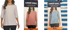 Lands' End 3/4 Sleeve Boat Neck Pima Cotton Tee