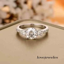 Lab-Created 2.10CT Round Cut Diamond Engagement Wedding Ring 14K White Gold Over