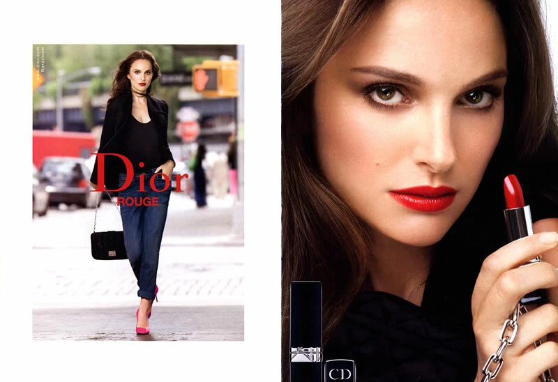 2013 Dior Natalie Portman rouge à lèvres rouge lèvres maquillage 2 pages PUBLICITÉ MAGAZINE