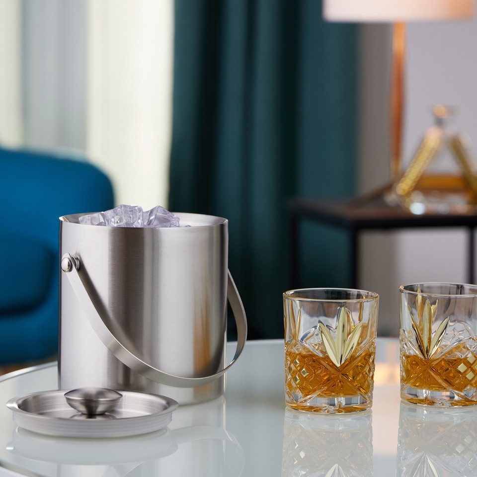 Secchiello Ghiaccio Acciaio Inox 1.6L - Con Pinze, Colino E Coperchio Sigillante Per Cocktail