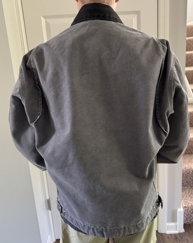 Vintage Carhartt Detroit Jacket J97 MTL Metal Gray Blanket Lined Large Tall LT - Picture 2 of 14
