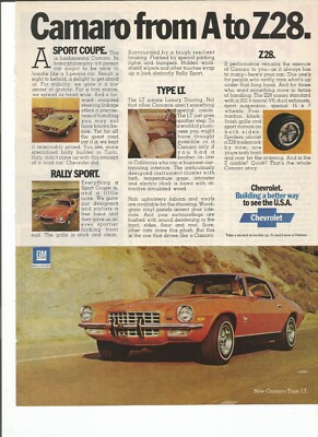 Original 1973 Chevrolet Camaro LT vintage print ad: ''From A to Z28''