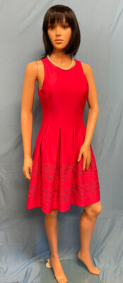 jessica howard hot pink dress Jessica Howard Blouson Dress 1 4W Hot Pink Lace Cut Out Lined, Stretchy NWT (74)