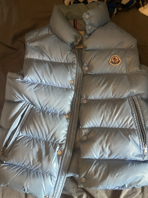 Moncler Jungen blau Daunen gefütterte Jacke durchgehender Reißverschluss Winter Polyamid Größe 11-12Y
