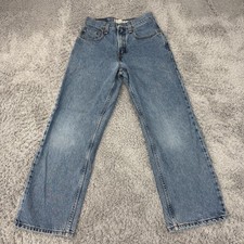 Vintage Levis 569 Jeans Boys 12 25x26 Blue Loose Straight Denim Light Wash