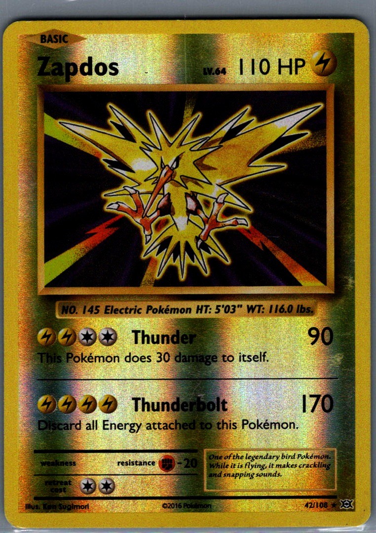 Zapdos Reverse Holo Rare XY - Evolutions 42/108 NM