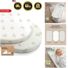 Baby Bassinet Sheets 2 Pack Organic Cotton Fitted Sheets for Girls Boys