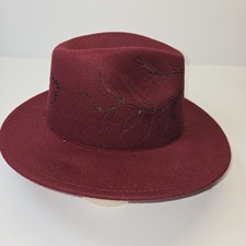 Hand Burned Floral Pattern Fedora