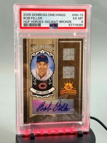 2005 Donruss Diamond Kings Bob Feller Auto Game Used Worn Jersey /50 PSA 6 Patch