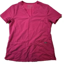 Figs Technical Collection Pink Color Scrubs Top Women's Size Small medical