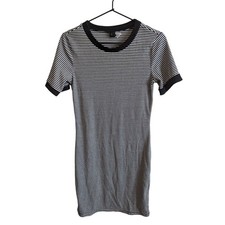 Divided by H7M Womens Sz 10 Black and White Ribbed Shirt Dress Striped