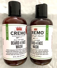 2 Cremo Beard & Face Wash, Mint Blend, 6 fl oz (177mL) each, Free Shipping, NEW