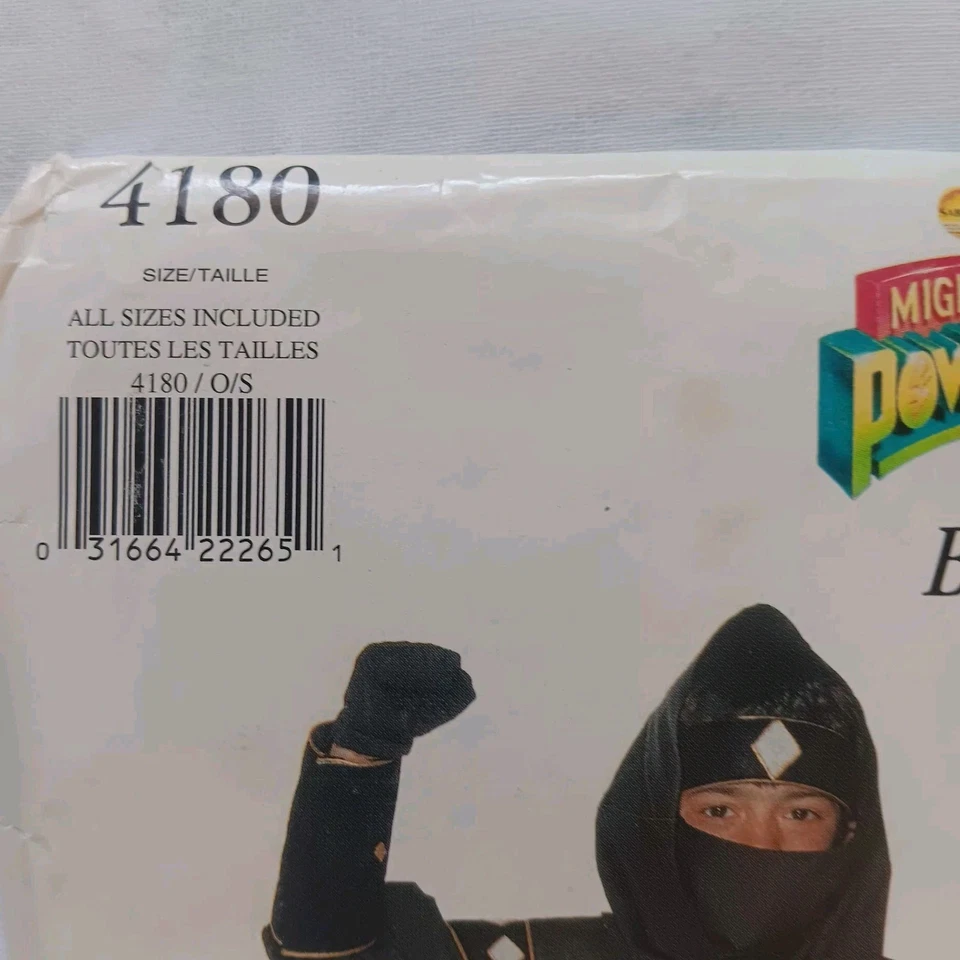 Butterick 4180 MIGHTY MORPHIN POWER RANGER Black Ninja Sz XS-L Sewing Pattern FF - Image 4 of 4