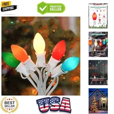 C7 Christmas Lights Outdoor, 25Ft Vintage Christmas String Lights with 27 Mul...