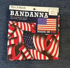 Hav-A-Hank 100% Cotton Tossed American Flag Bandanna USA MADE 22" X 22" Heavy