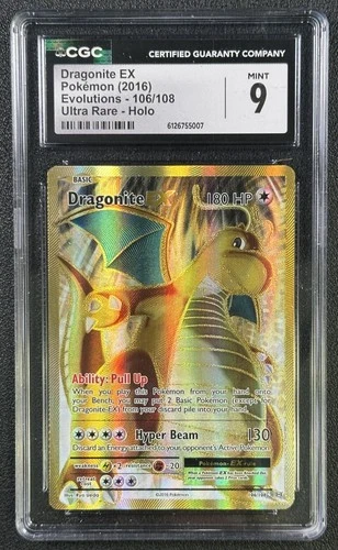 DRAGONITE CGC 9 2016 POKEMON XY EVOLUTIONS #106/108 ULTRA RARE HOLO 007