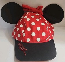 Walt Disney World Minnie Mouse Ear Hat Cap Adjustable Snapback Youth - Black/Red