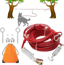 Dog Tie Out Cable - 100 ft Long Dog Cable with 10 ft Run Cable for Yard Train...