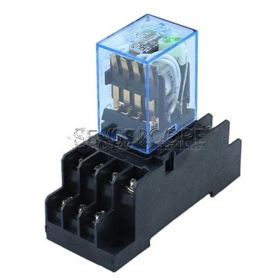 MY4NJ 12V/24V/110V/220V Coil Power Relay DIN Rail Mounted 14Pin 4PDT / Socket