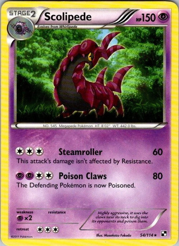 Scolipede 54/114 Black & White Rare LP Pokemon TCG