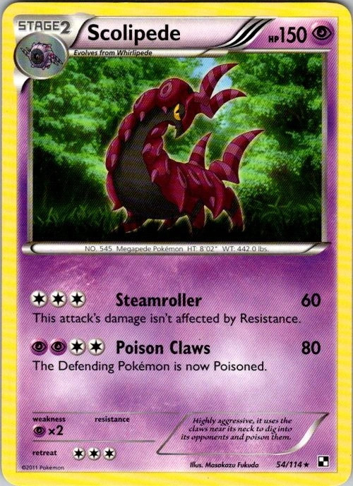 Scolipede 54/114 Black & White Rare LP Pokemon TCG