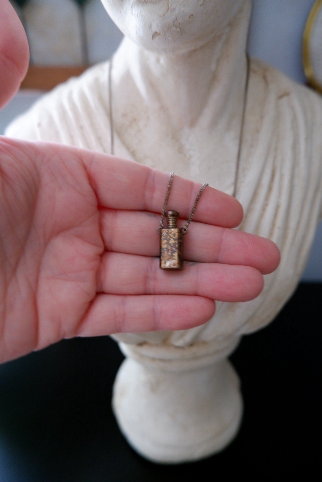 Vintage Silver Rectangular Bottle Pendant Necklac… - image 5