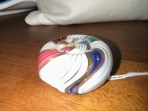 Antique Lutz blown glass paperweight Small striped swirl Early 1900's - Foto 6 di 9