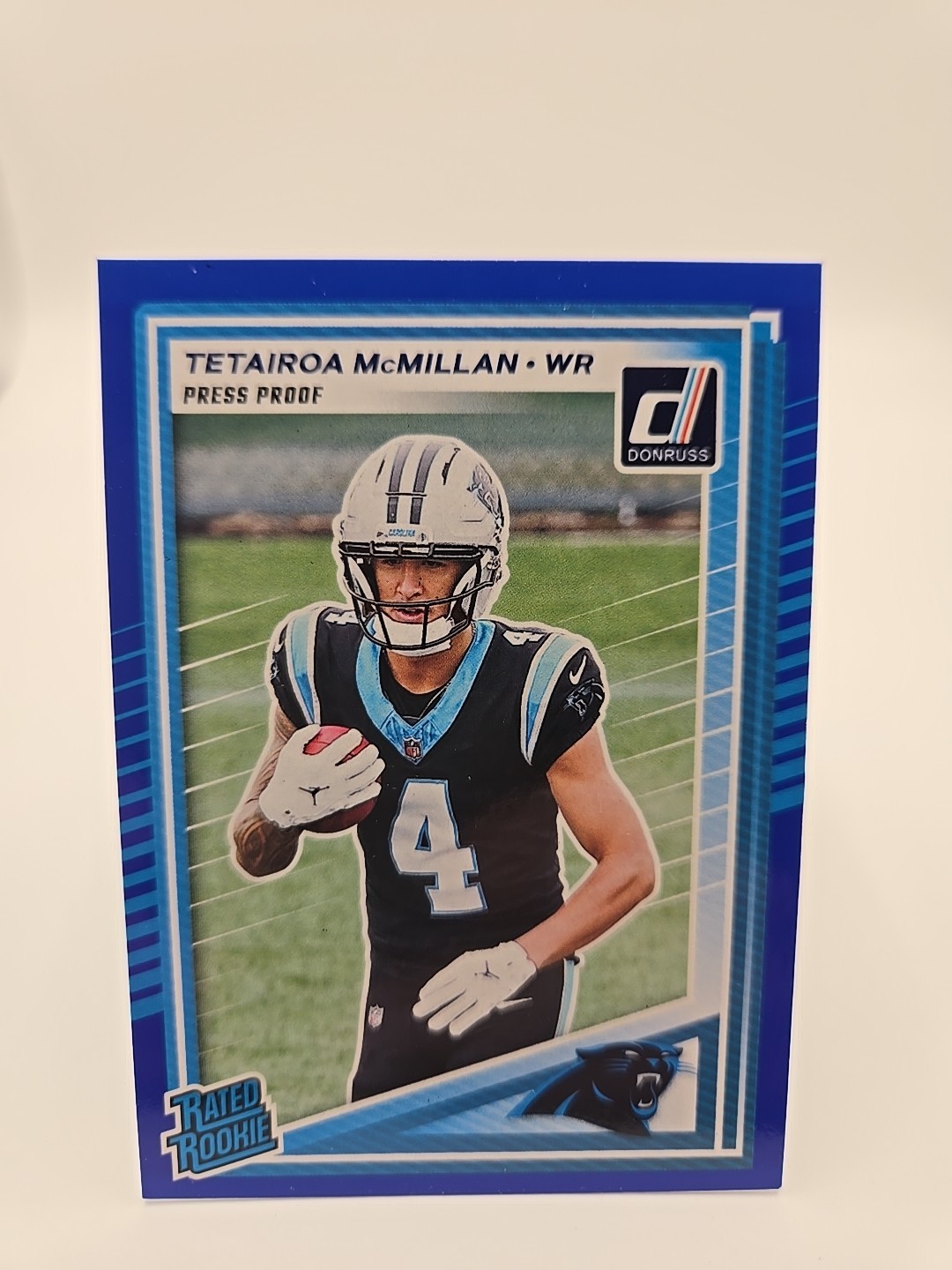 2025 Panini Donruss Tetairoa McMillan Blue Press Proof Rated Rookie