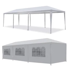 White 10'x30' Canopy Tent Party Wedding Tent Pavilion 8 Removable Walls BBQ