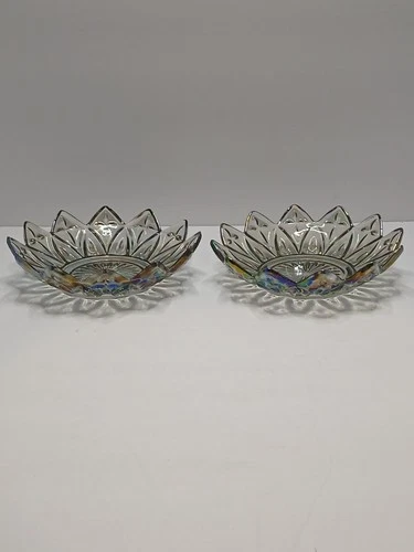 Vintage Federal Glass Petal Design Iridescent Carnival Glass Dishes 1960’s.
