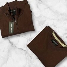 Merino Wool Sweater Bundle Christian LaCroix Men's XXL 1/4 ZIP Crew Neck NWT