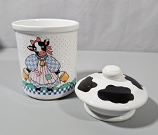 VTG Tabletop Unlimited Cowhand Cow Ceramic Canister 5 1/2inch Tall