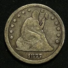 1877-CC Silver Seated Liberty Quarter Carson City Mint Very Good Condition