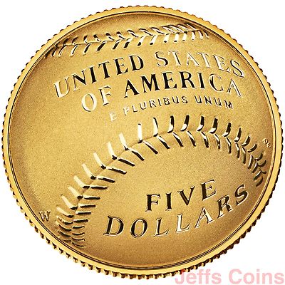 2014 W National Baseball Hall of Fame Gold Proof $5 Dollar US Mint