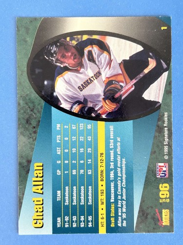 Chad Allan 1995 Signature Rookies Autograph Canucks - Picture 2 of 2