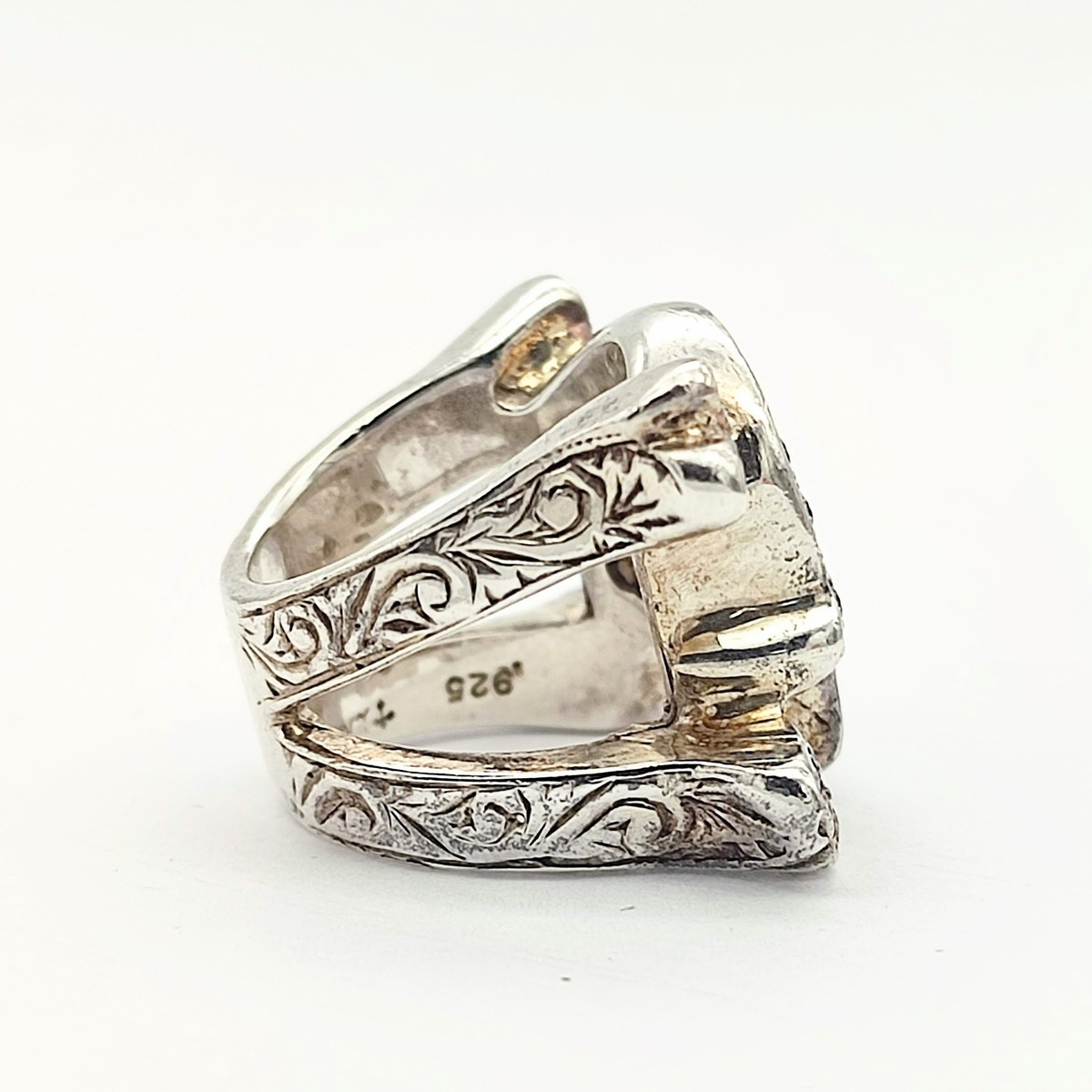 Loree Rodkin Skull Bone Cross Ring Pave Zirconia Silver 925