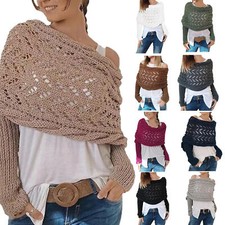 Damen-Halstuch mit Ärmeln, gestrickter Schal, Pullover, Tops, Schal, Wickel