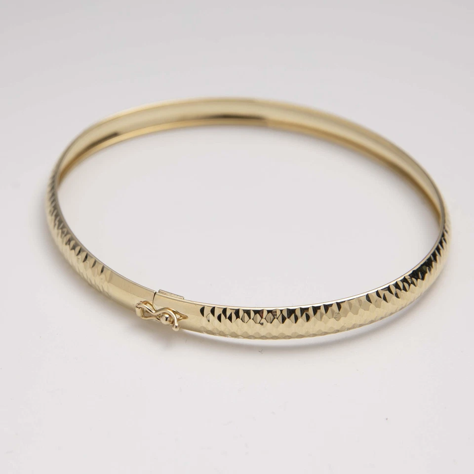 Pulseira texturizada corte diamante ouro amarelo 10K real todos os tamanhos - Imagem 4 de 4