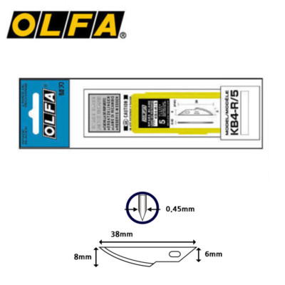 OLFA KB4-R/5 Curved Carving Art Blade 5pcs / Made in Japan